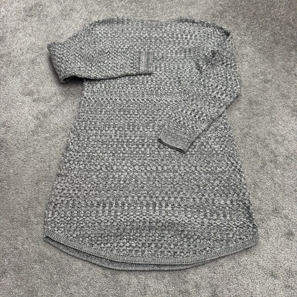 Loft Textured Knitted Pullover Sweater Dress Womens Medium Gray Wool Blend Cozy - Picture 2 of 14